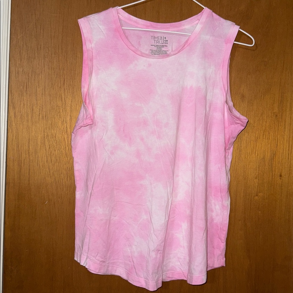 •TIME AND TRU•NWOT ORCHID BLOOM PINK TIE-DYE SLEEVELESS TANK TOP SIZE SMALL - Picture 8 of 11